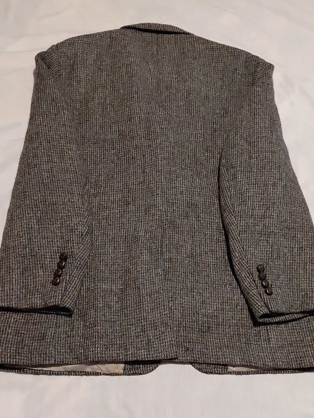 Vintage Norm Thompson Gray Harris Tweed Sport Coat 44R Dark Academia